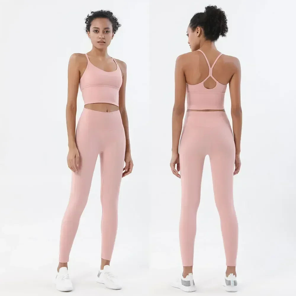 Ensemble Sport Femme 2 Pièces (Legging & Brassière) - "Naked Feeling", Sans Couture, Tenue Fitness