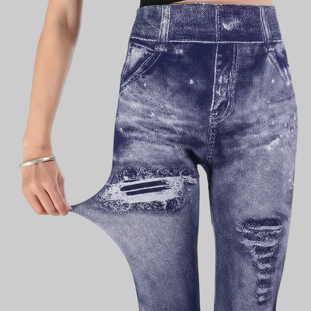 Leggings Femme Push-Up Effet Jean | Slim, Stretch et Taille Haute pour Streetwear & Gym