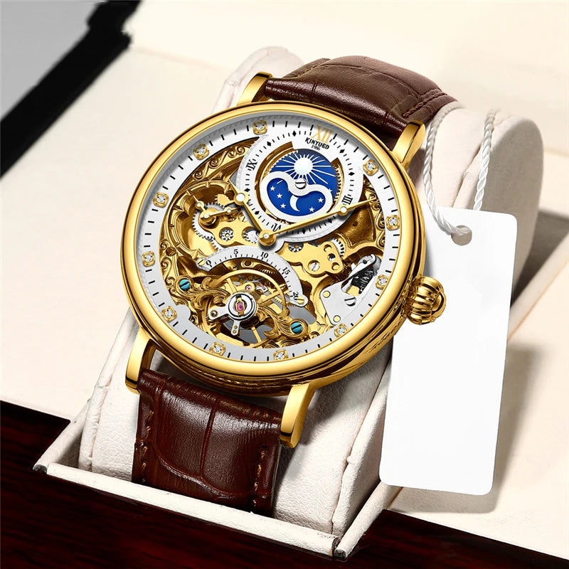 Montre Homme Luxe Squelette Tourbillon, Automatique & Étanche