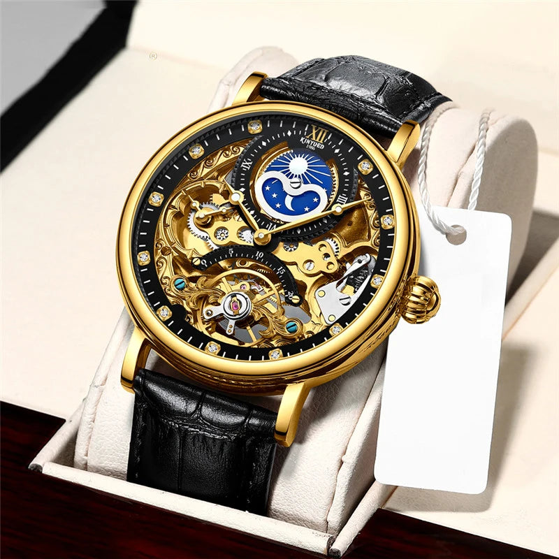 Montre Homme Luxe Squelette Tourbillon, Automatique & Étanche