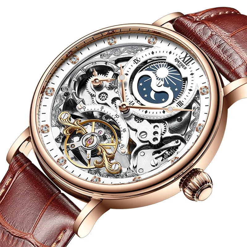 Montre Homme Luxe Squelette Tourbillon, Automatique & Étanche