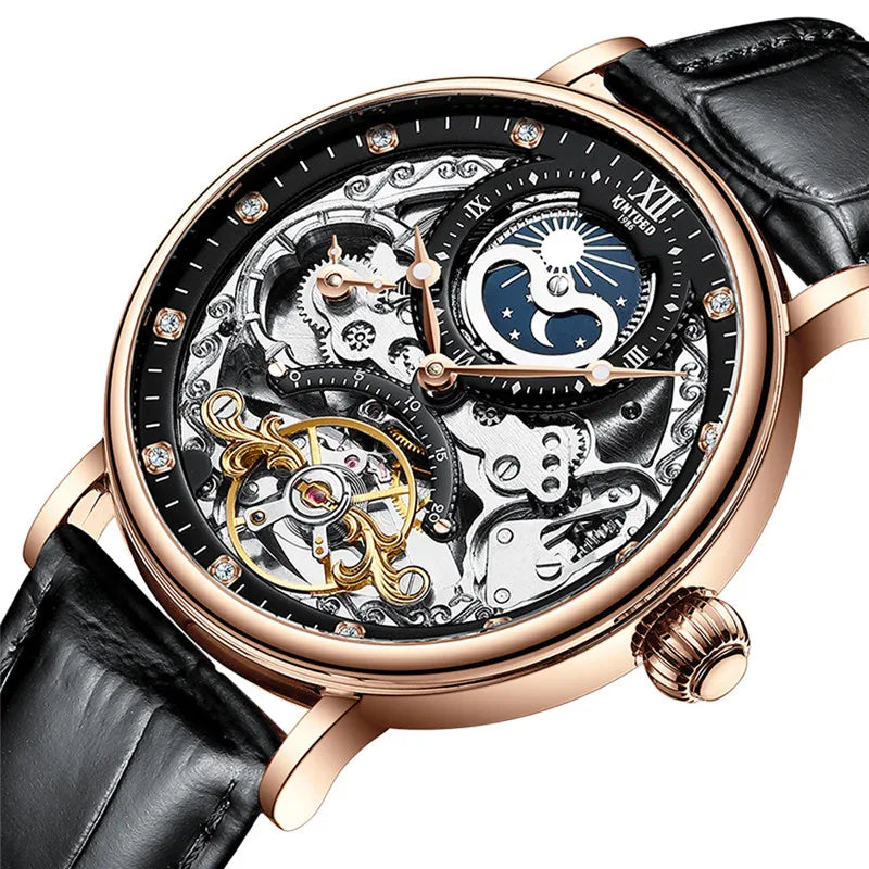 Montre Homme Luxe Squelette Tourbillon, Automatique & Étanche