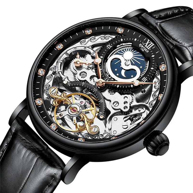 Montre Homme Luxe Squelette Tourbillon, Automatique & Étanche