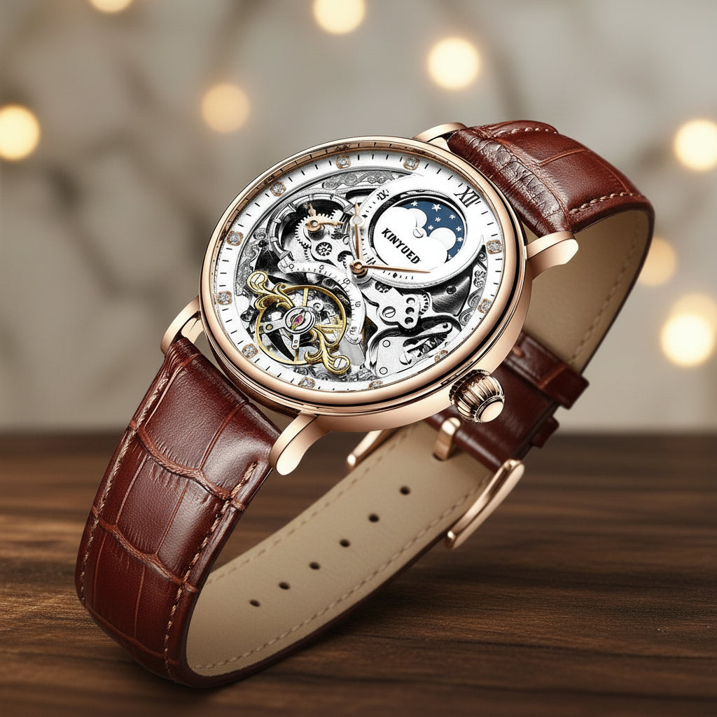 Montre Homme Luxe Squelette Tourbillon, Automatique & Étanche