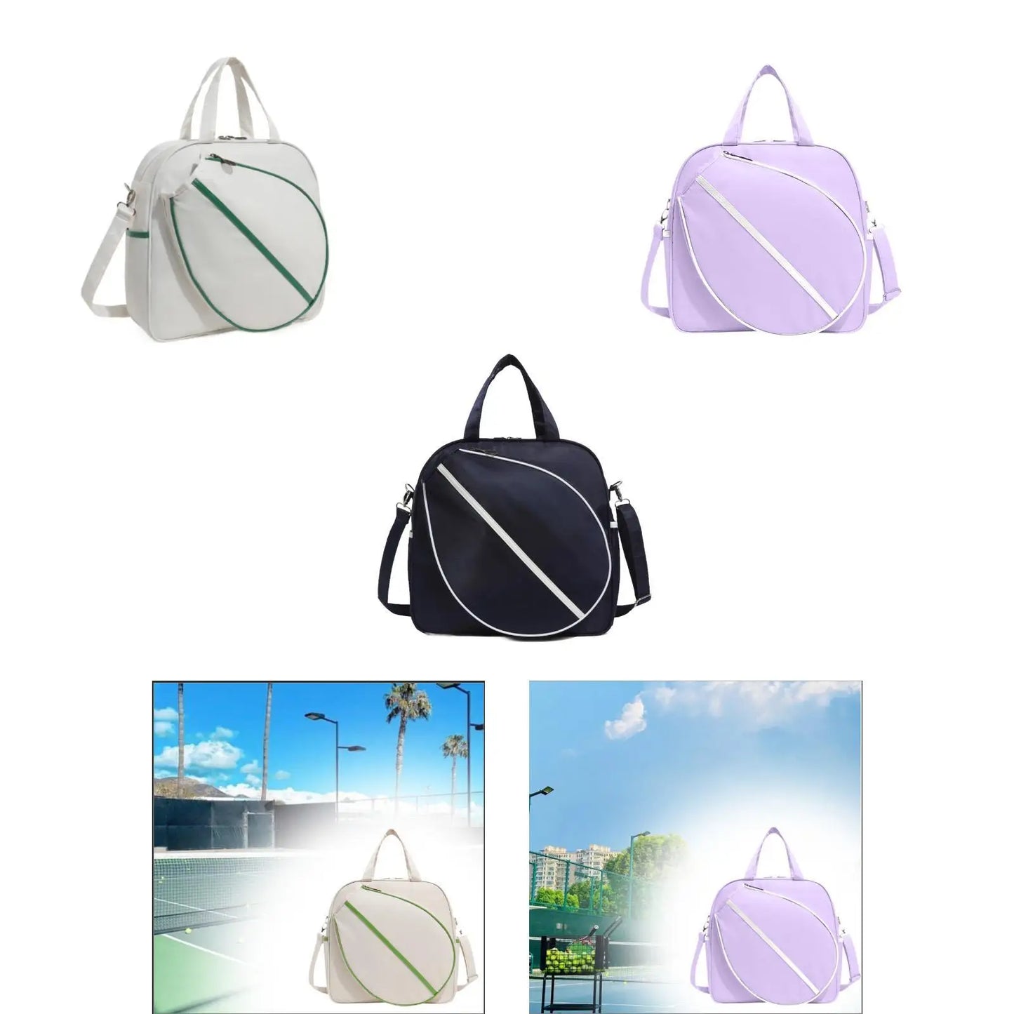 Sac de Tennis Bandoulière Grande Capacité, Sac à Raquettes Ajustable & Crossbody