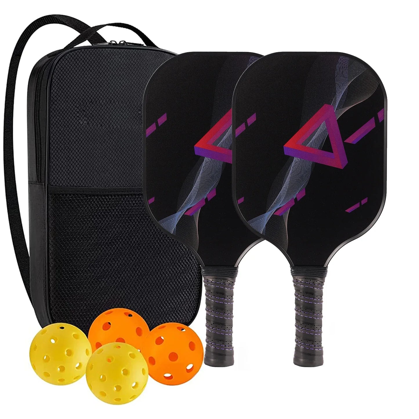 Set de 2 Raquettes de Pickleball Carbone/Graphite | Approuvé USAPA, Anti-Dérapant & Portable