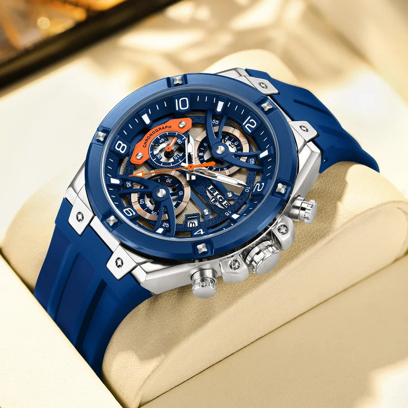 Montre Homme Chronographe Luxe Sport - Étanche, Lumineuse, Bracelet Silicone, Elegance