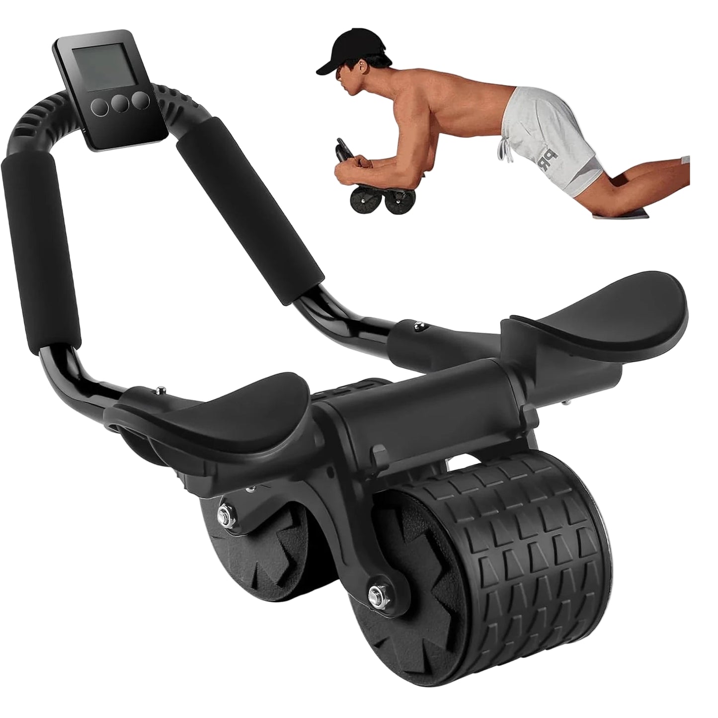 Roue d'Abdominaux à Rebond Automatique – Coach Musculaire & Support Coude (Affichage Compteur)