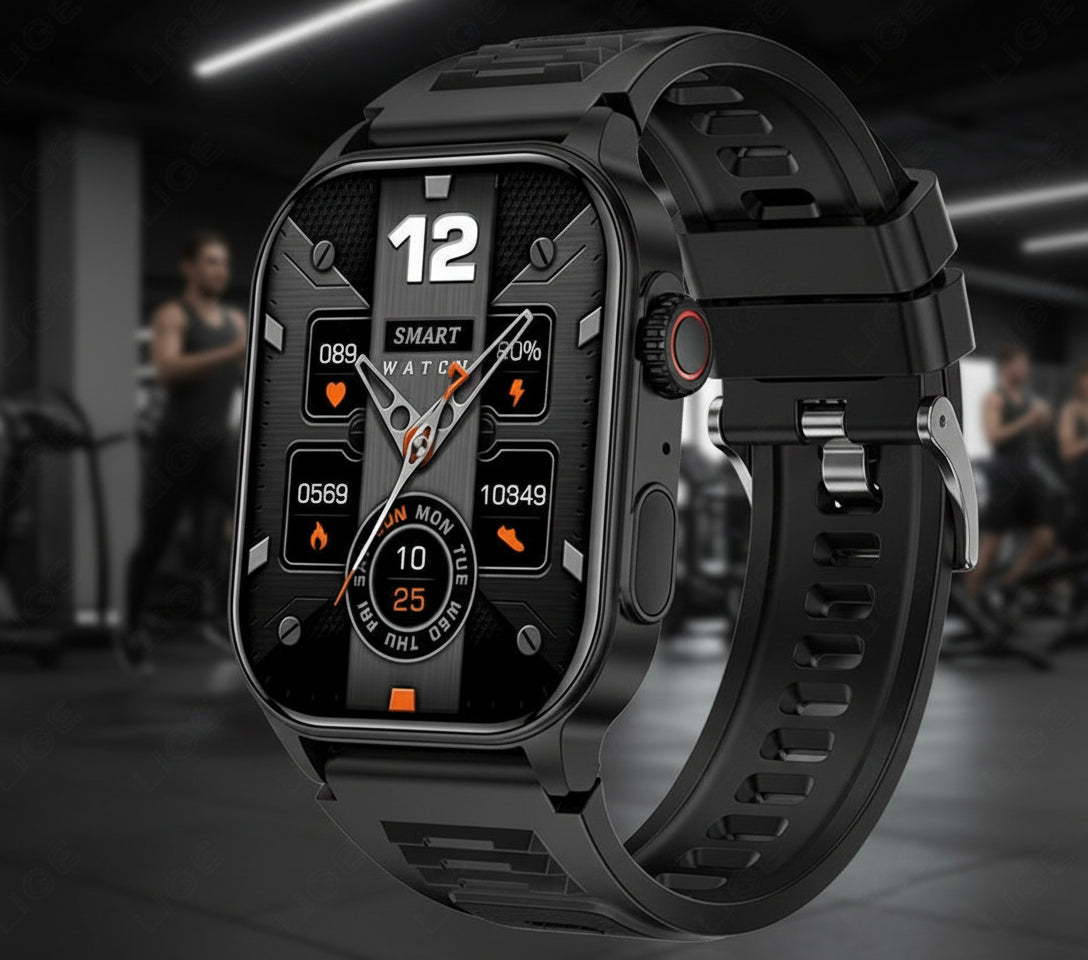 Montre Connectée LIGE 2.01" HD | Écran Géant, Appel Bluetooth & Assistant Vocal IA