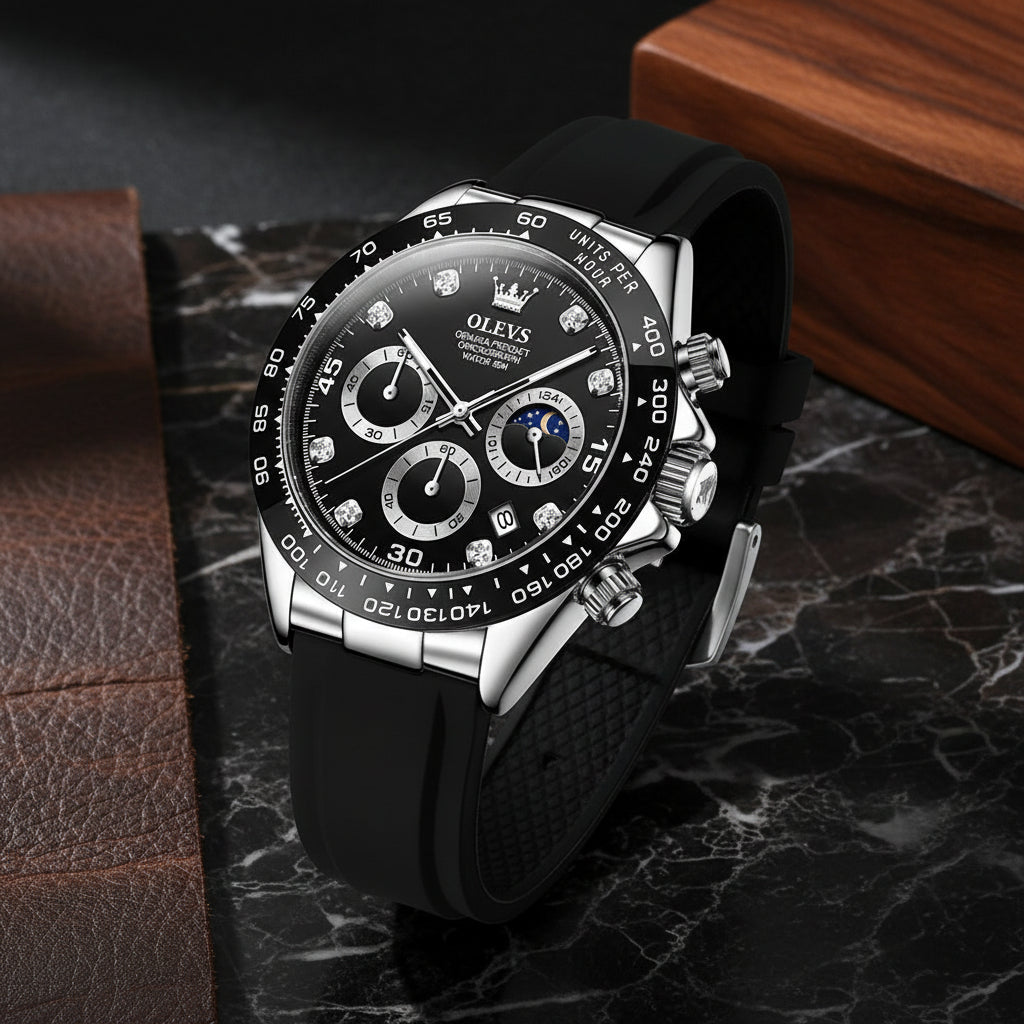 Montre Homme Quartz de Luxe, Étanche, Chronographe Sport, Lumineuse & Anti-Choc