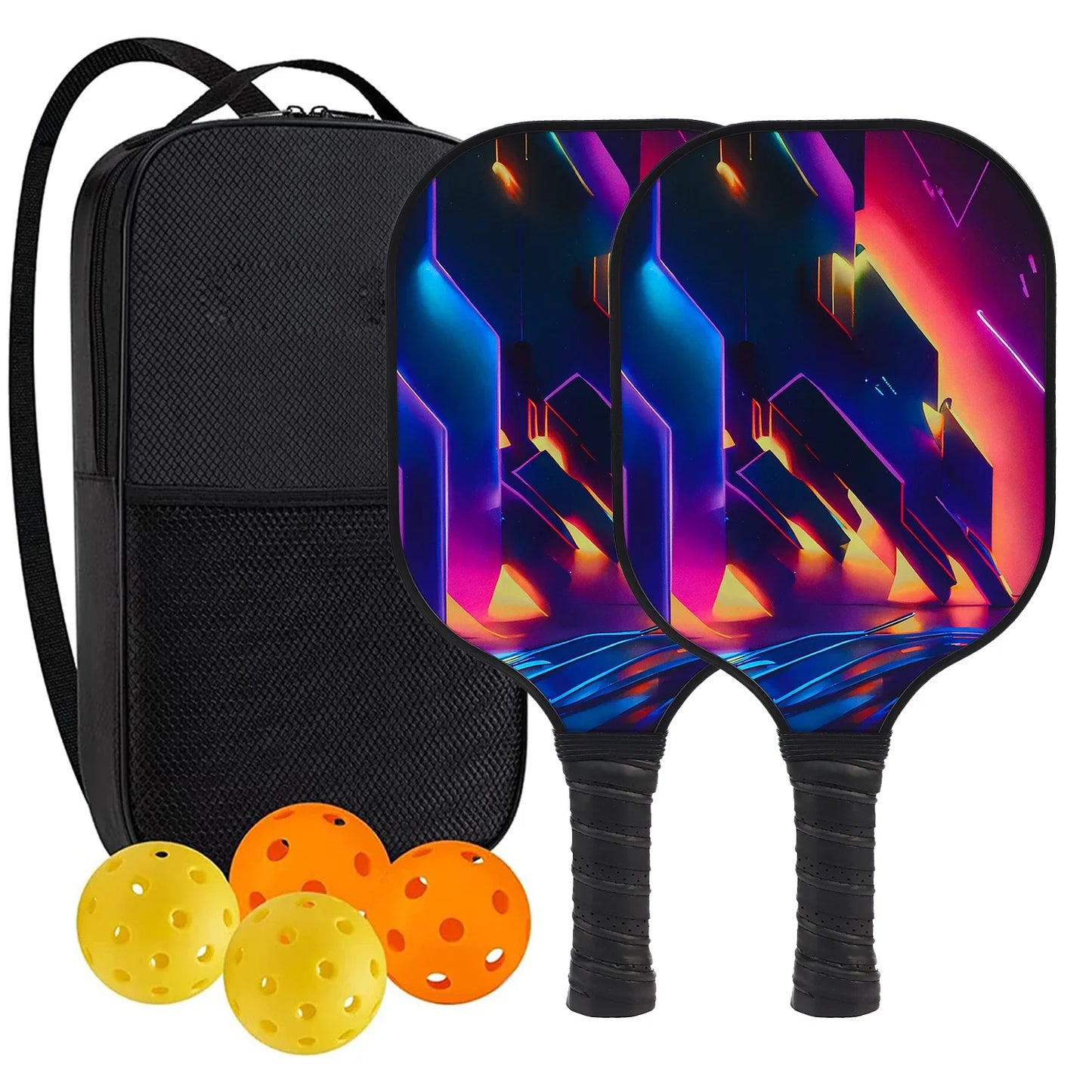 Set de 2 Raquettes de Pickleball Carbone/Graphite | Approuvé USAPA, Anti-Dérapant & Portable