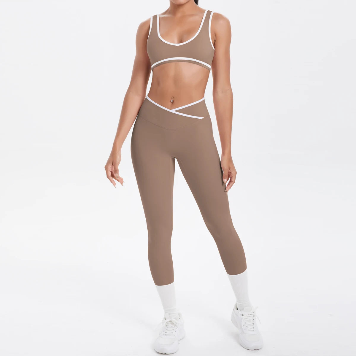 Ensemble Yoga Femme "Nude Feeling" 2 Pièces - Legging Push Up & Brassière Sport Sans Couture