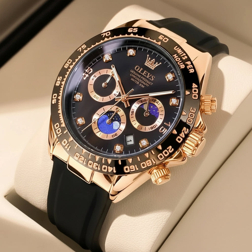 Montre Homme Quartz de Luxe, Étanche, Chronographe Sport, Lumineuse & Anti-Choc