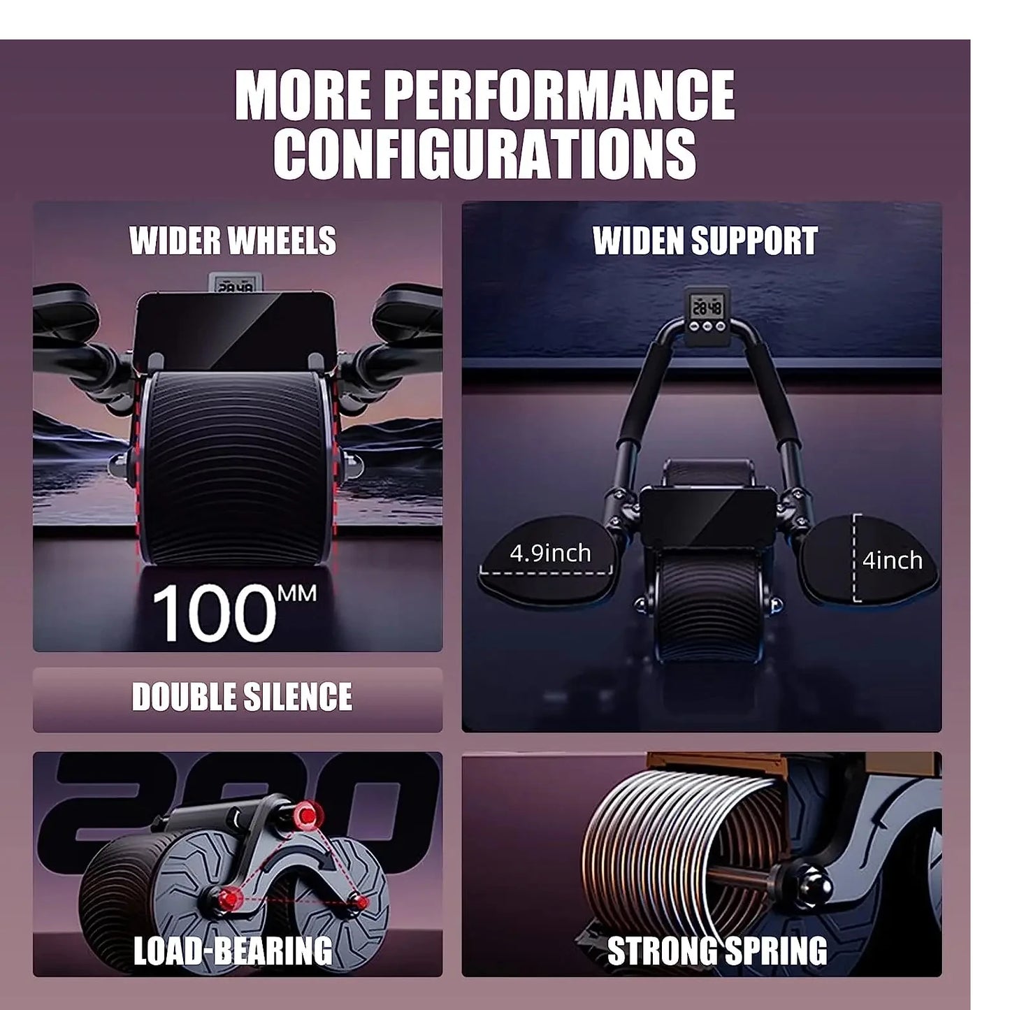 Roue d'Abdominaux à Rebond Automatique – Coach Musculaire & Support Coude (Affichage Compteur)