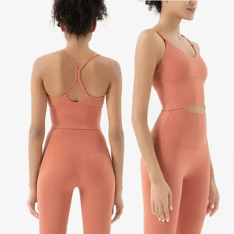 Ensemble Sport Femme 2 Pièces (Legging & Brassière) - "Naked Feeling", Sans Couture, Tenue Fitness