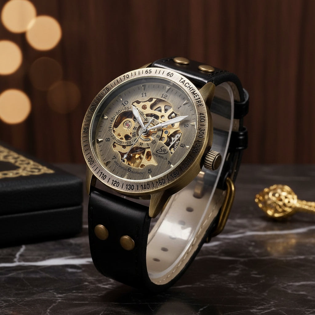 Montre Automatique Gorben S075 Homme | Cuir Véritable, Chiffres Romains, Étanche 3ATM | Style Rétro Classique