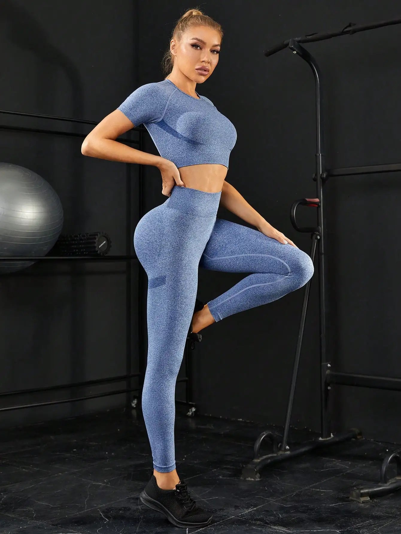 Ensemble Yoga Seamless 2 Pièces Femme | Legging Taille Haute & Brassière, Tenue Workout