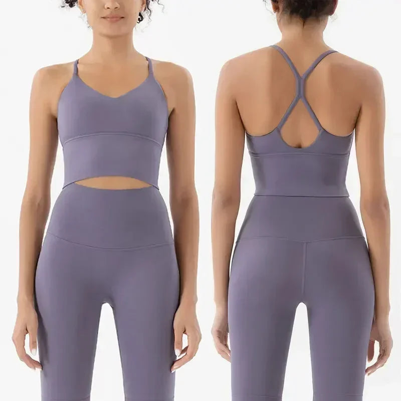 Ensemble Sport Femme 2 Pièces (Legging & Brassière) - "Naked Feeling", Sans Couture, Tenue Fitness