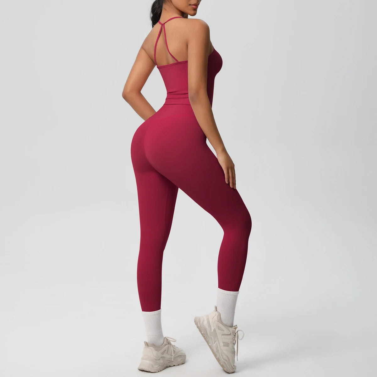 Ensemble Yoga Top Licou & Brassière Dos Croisé - Gainant (Slimming), Taille Haute, Fitness