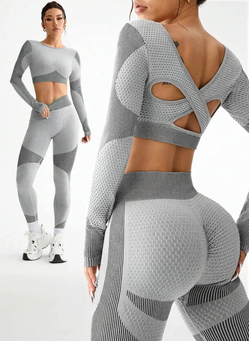 Ensemble Sport Seamless 2 Pièces Femme | Respirant, Serré & Idéal pour Running/Yoga