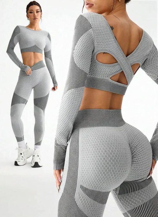 Ensemble Sport Seamless 2 Pièces Femme | Respirant, Serré & Idéal pour Running/Yoga