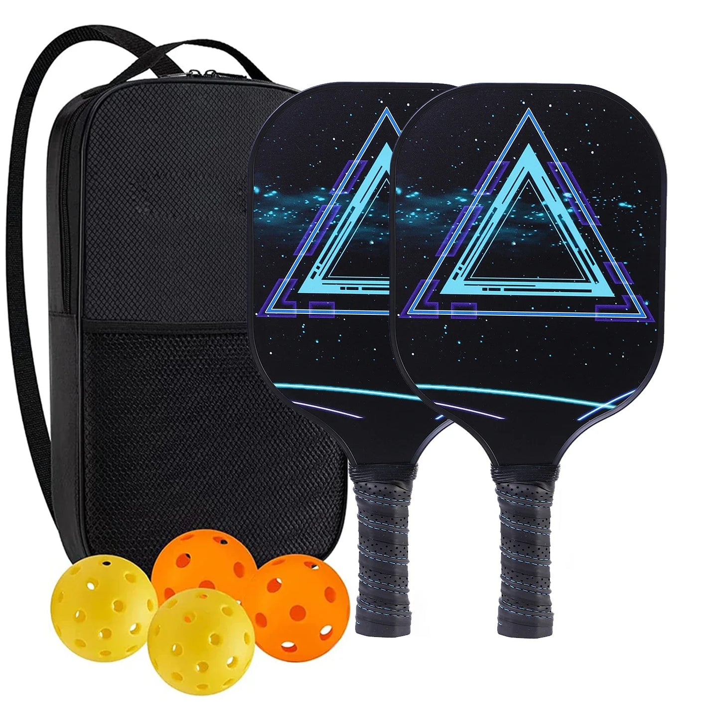Set de 2 Raquettes de Pickleball Carbone/Graphite | Approuvé USAPA, Anti-Dérapant & Portable