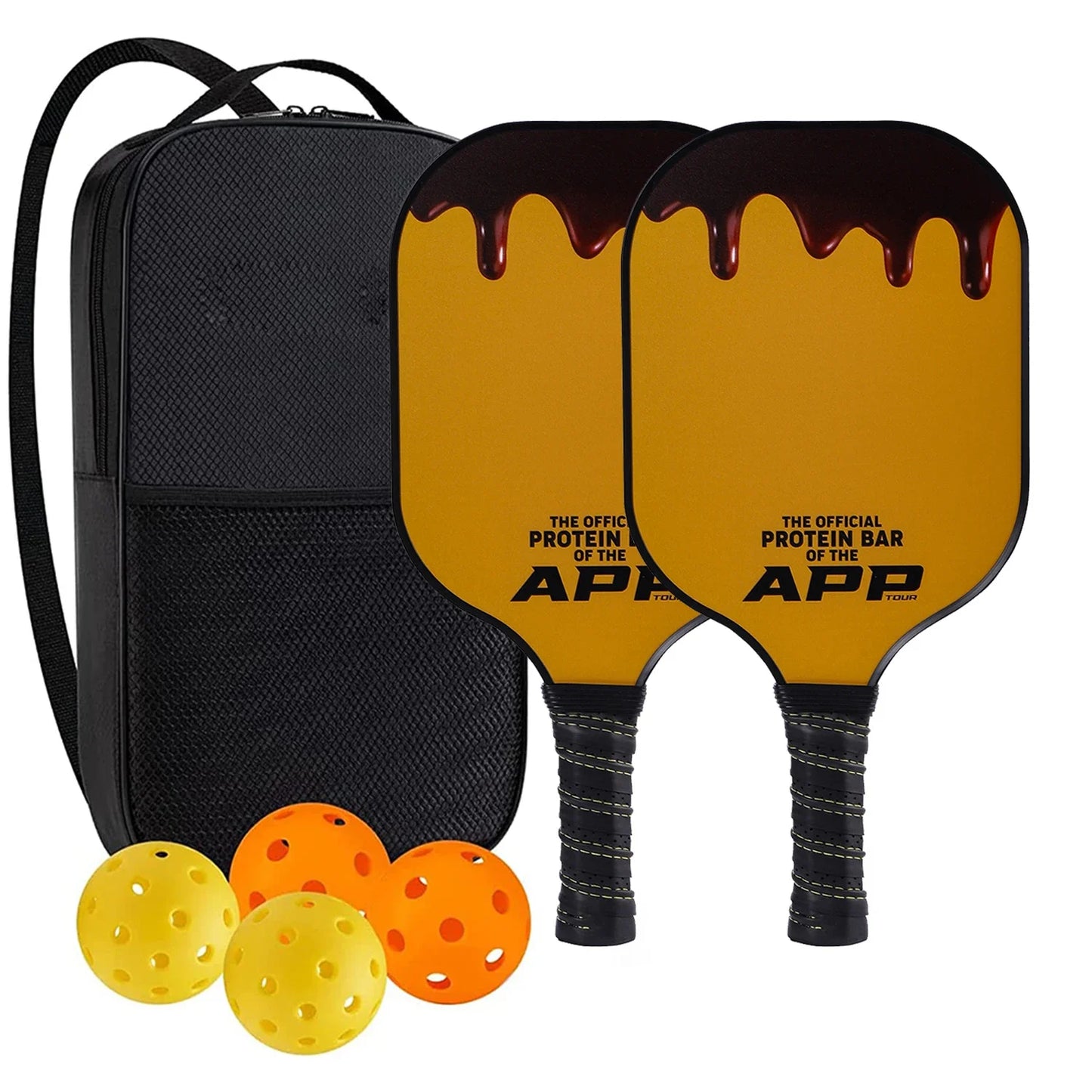 Set de 2 Raquettes de Pickleball Carbone/Graphite | Approuvé USAPA, Anti-Dérapant & Portable