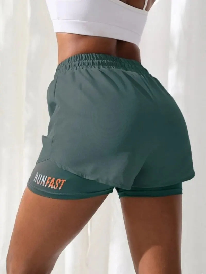 Short de Sport Femme | Taille Haute | Faux Deux-Pièces | Compression & Contrôle Élastique | Idéal Running Yoga Fitness