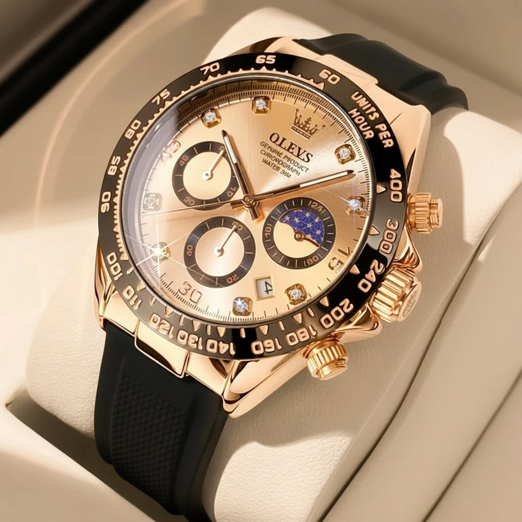 Montre Homme Quartz de Luxe, Étanche, Chronographe Sport, Lumineuse & Anti-Choc