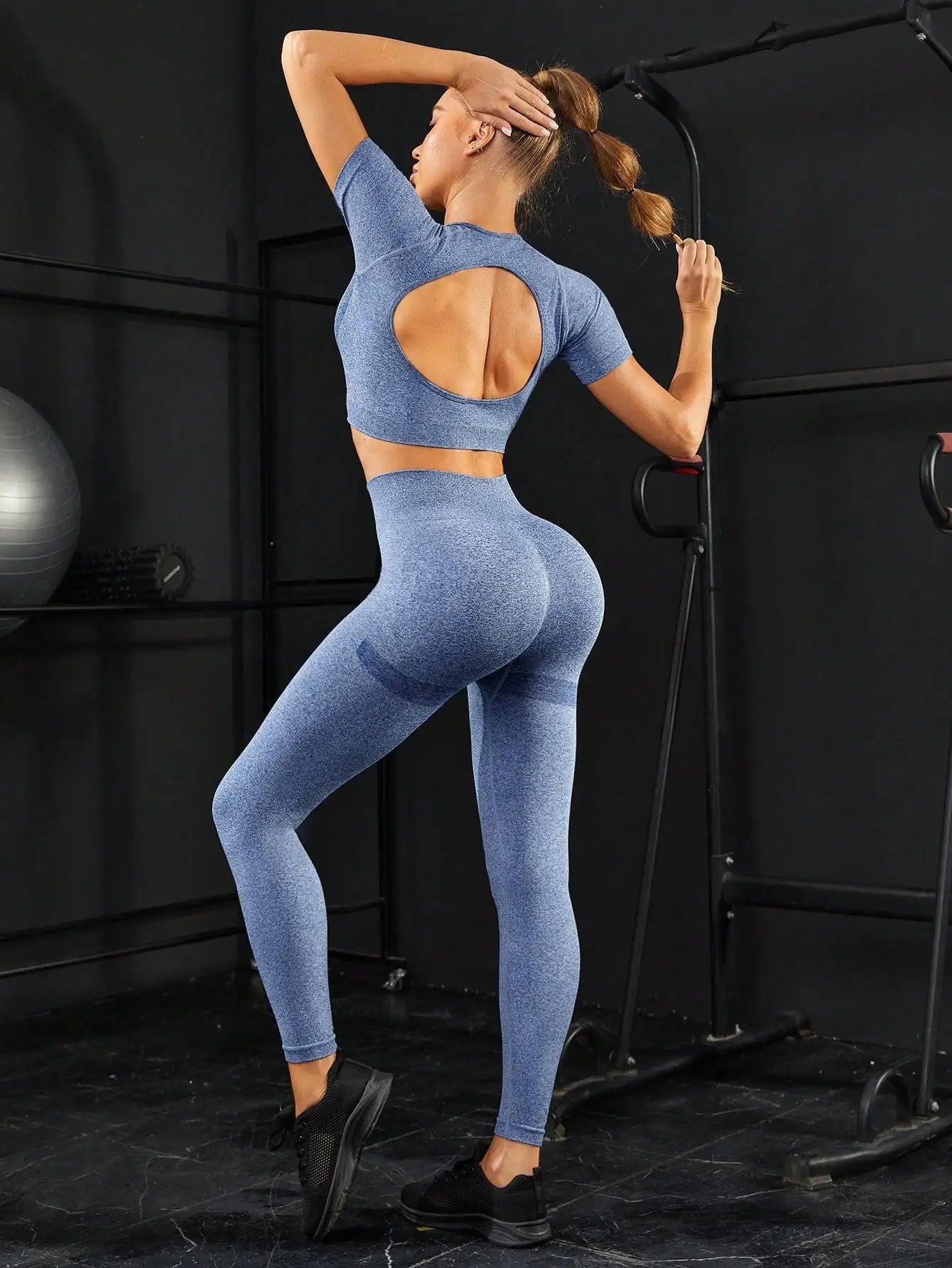 Ensemble Yoga Seamless 2 Pièces Femme | Legging Taille Haute & Brassière, Tenue Workout