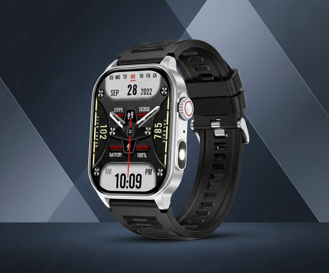 Montre Connectée LIGE 2.01" HD | Écran Géant, Appel Bluetooth & Assistant Vocal IA