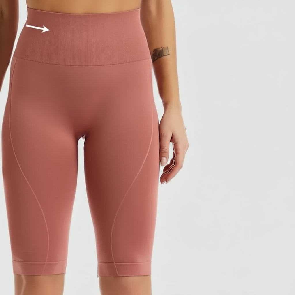 Short Biker Taille Haute Femme 'Naked Feeling' | Tummy Control, Push Up & Yoga/Running