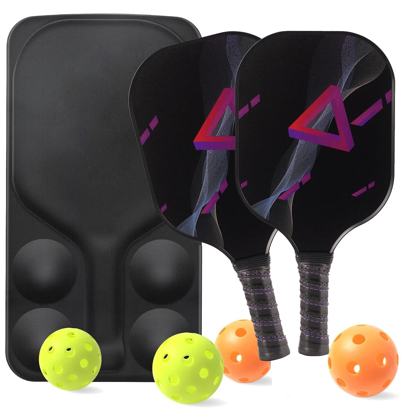 Set de 2 Raquettes de Pickleball Carbone/Graphite | Approuvé USAPA, Anti-Dérapant & Portable