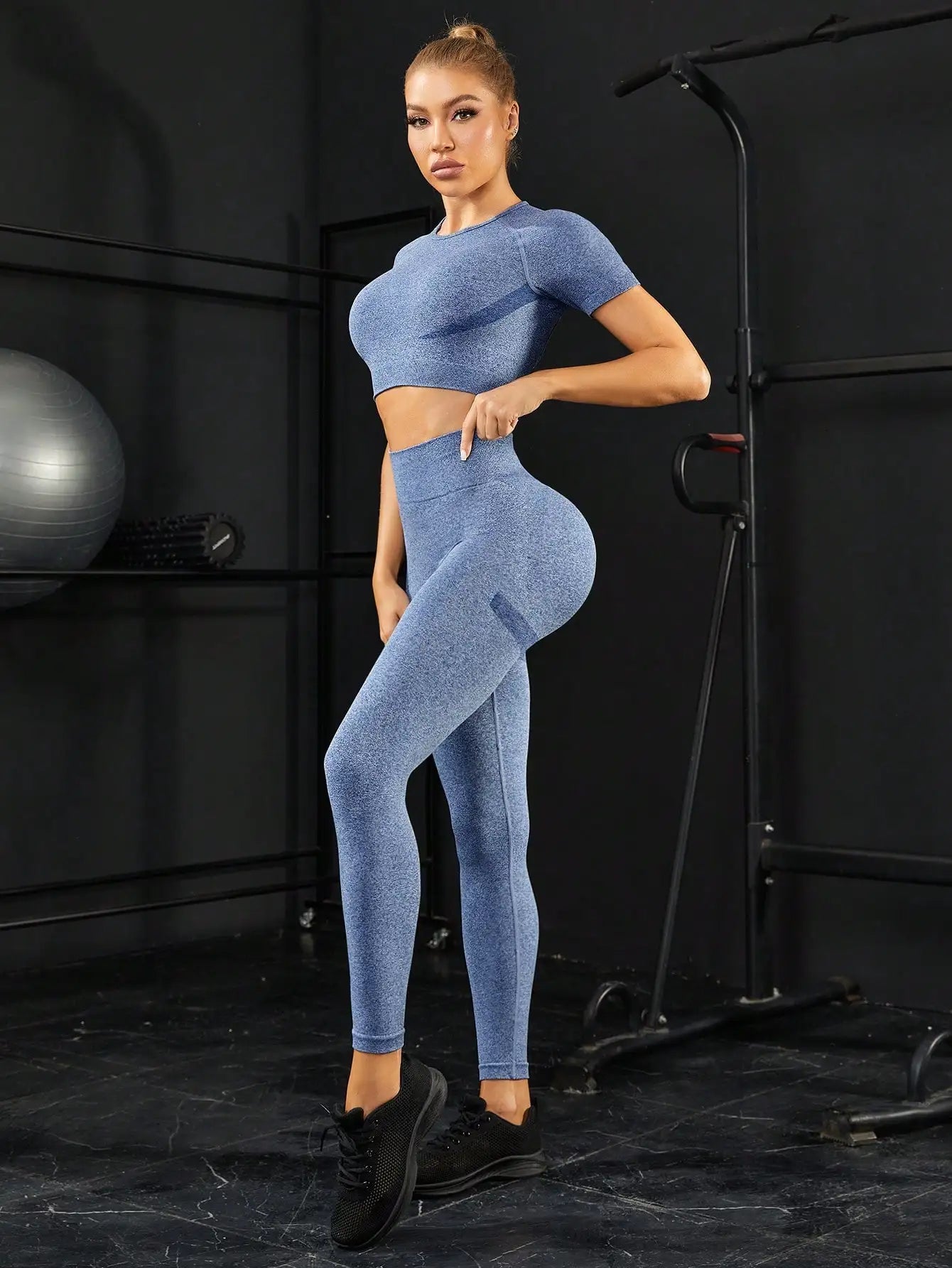 Ensemble Yoga Seamless 2 Pièces Femme | Legging Taille Haute & Brassière, Tenue Workout