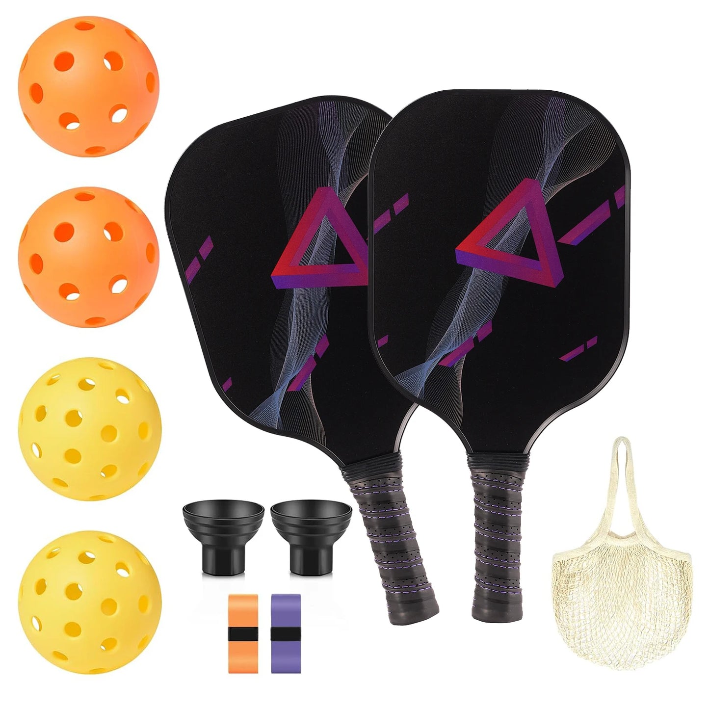 Set de 2 Raquettes de Pickleball Carbone/Graphite | Approuvé USAPA, Anti-Dérapant & Portable