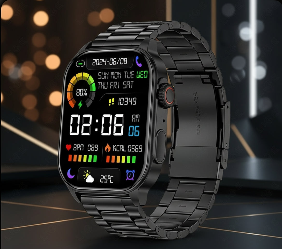 Montre Connectée LIGE 2.01" HD | Écran Géant, Appel Bluetooth & Assistant Vocal IA