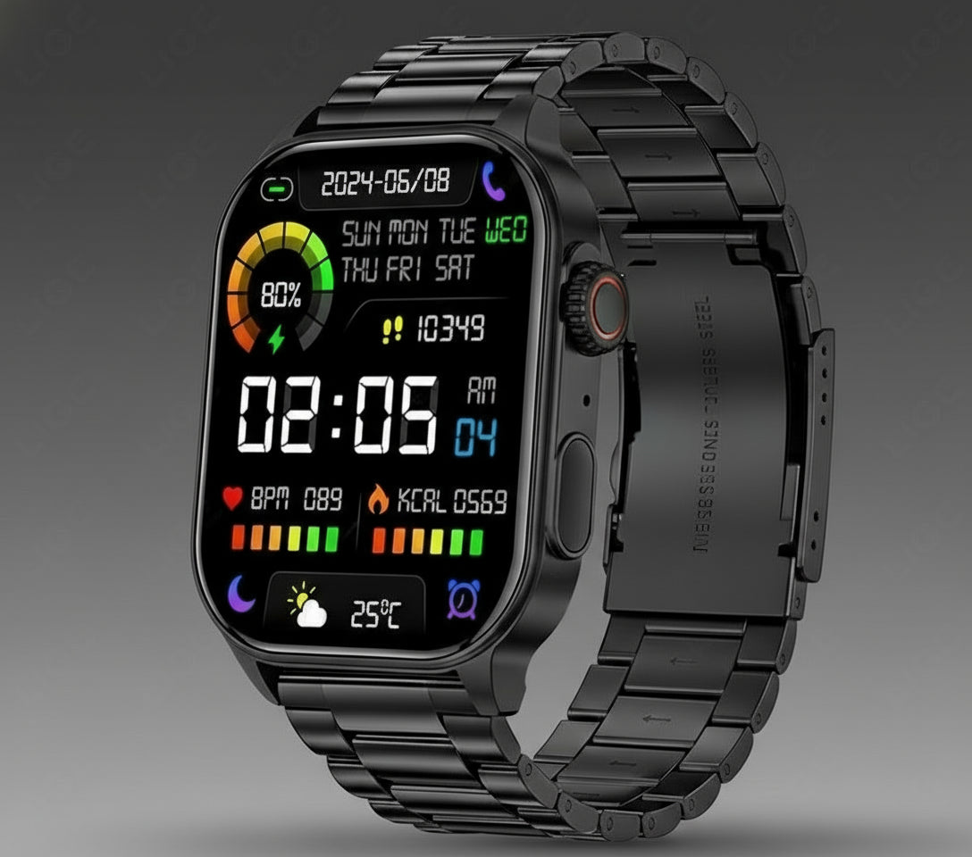 Montre Connectée LIGE 2.01" HD | Écran Géant, Appel Bluetooth & Assistant Vocal IA