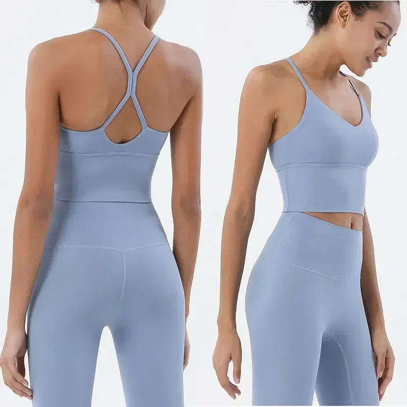Ensemble Sport Femme 2 Pièces (Legging & Brassière) - "Naked Feeling", Sans Couture, Tenue Fitness