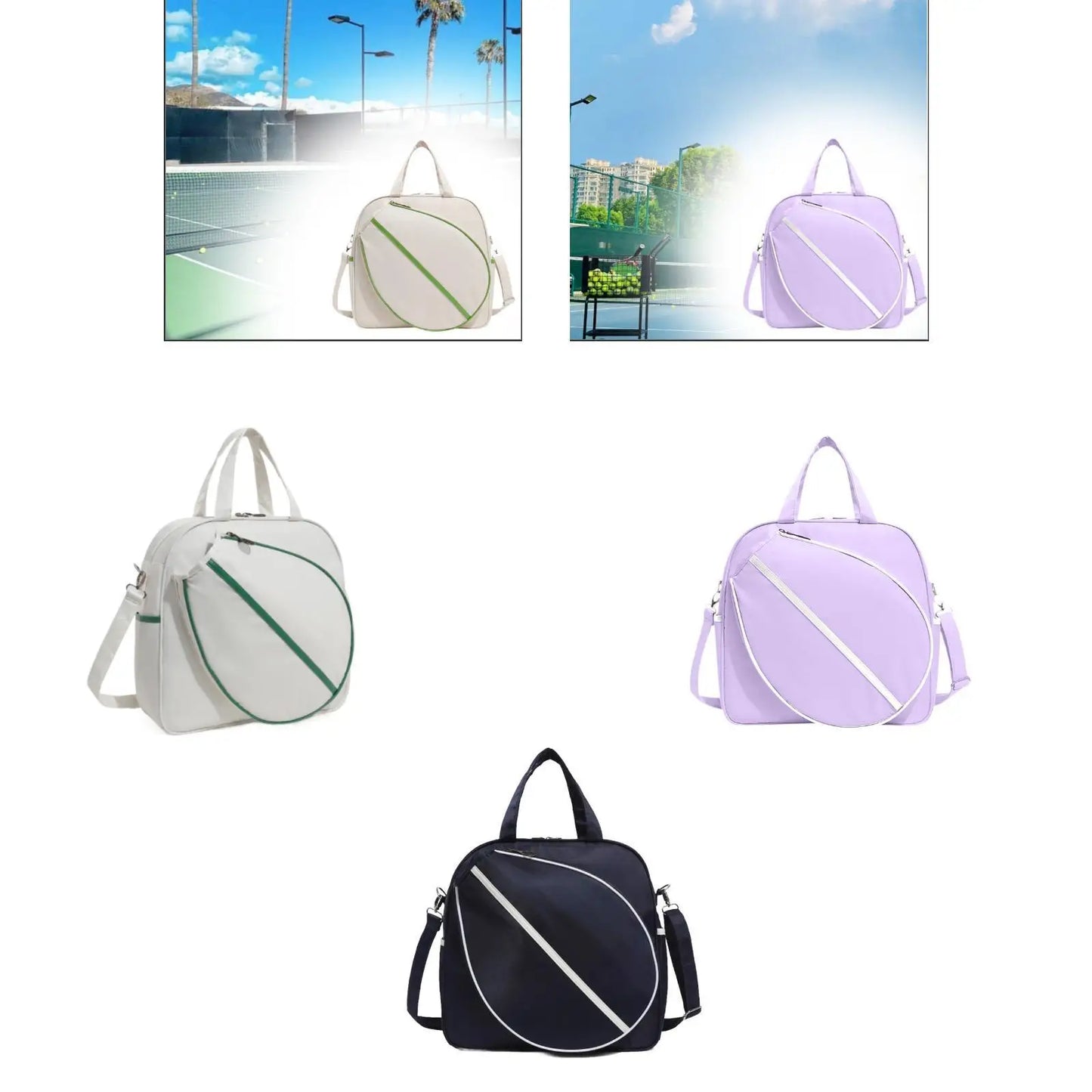 Sac de Tennis Bandoulière Grande Capacité, Sac à Raquettes Ajustable & Crossbody