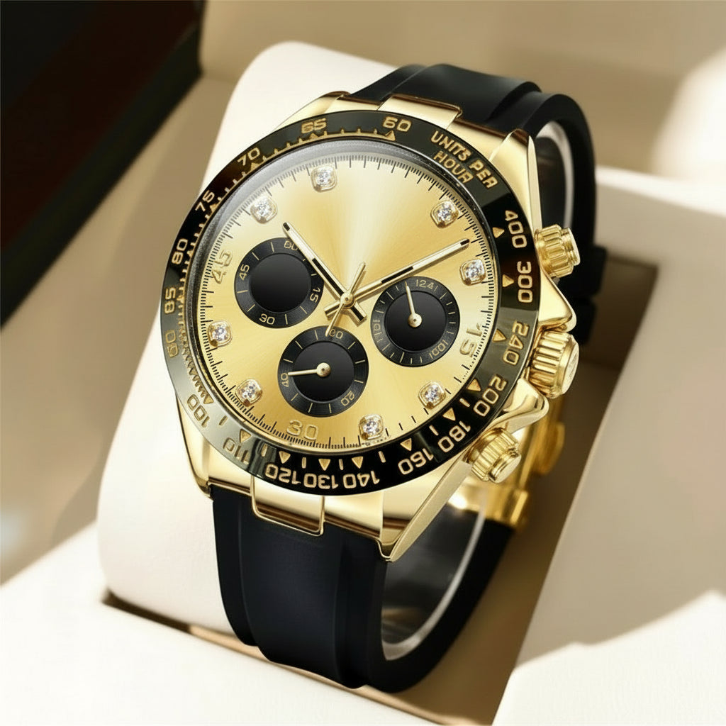 Montre Homme Quartz de Luxe, Étanche, Chronographe Sport, Lumineuse & Anti-Choc