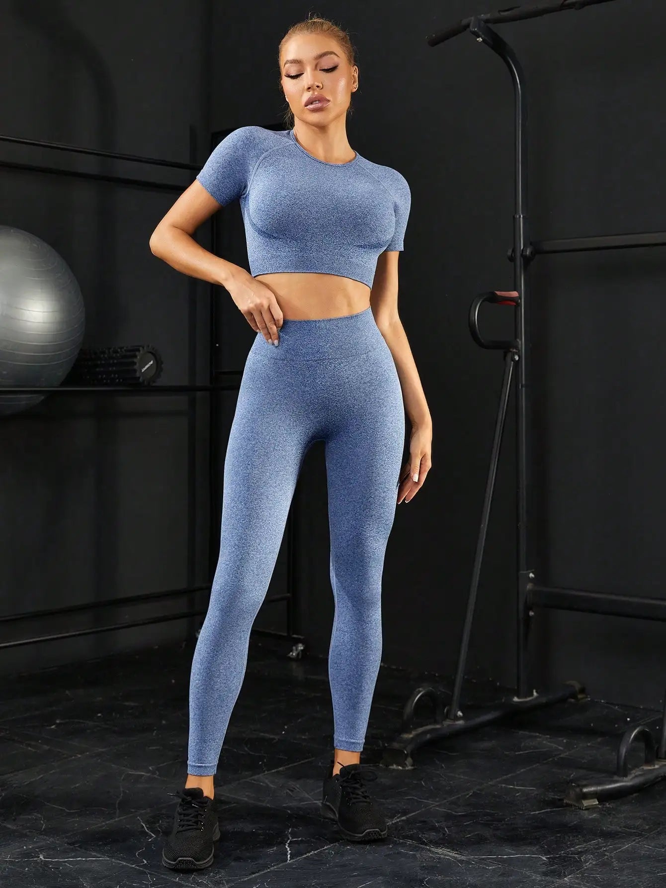 Ensemble Yoga Seamless 2 Pièces Femme | Legging Taille Haute & Brassière, Tenue Workout