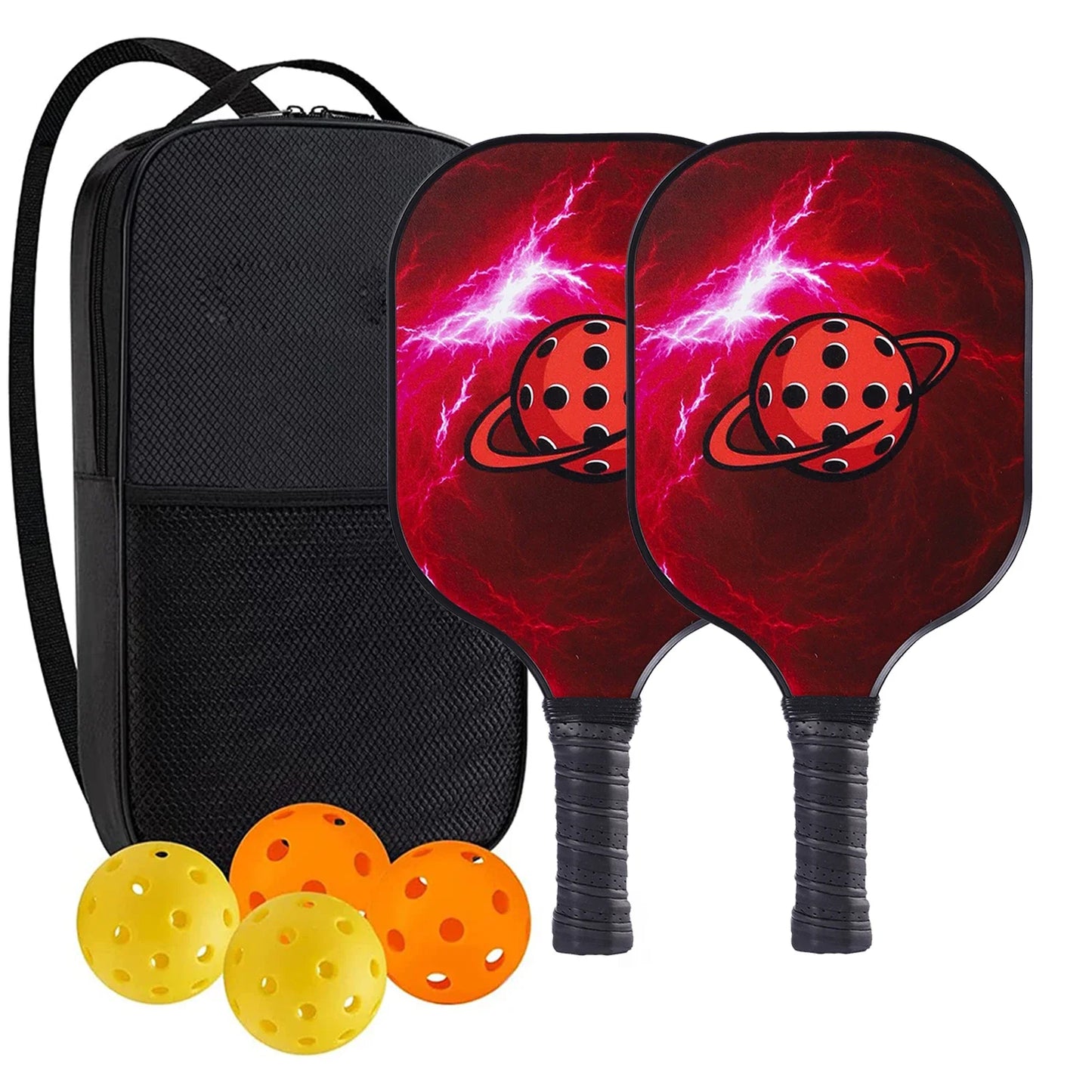 Set de 2 Raquettes de Pickleball Carbone/Graphite | Approuvé USAPA, Anti-Dérapant & Portable