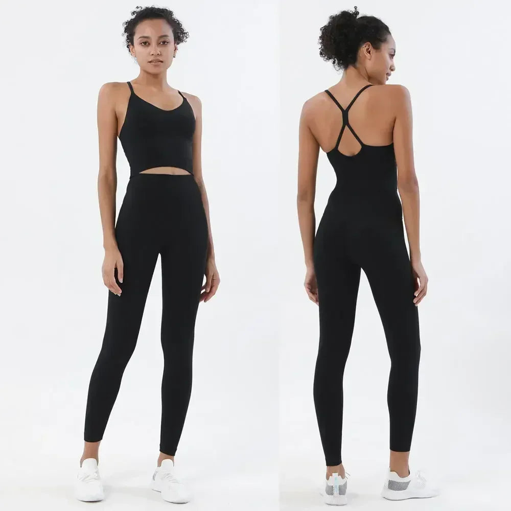Ensemble Sport Femme 2 Pièces (Legging & Brassière) - "Naked Feeling", Sans Couture, Tenue Fitness